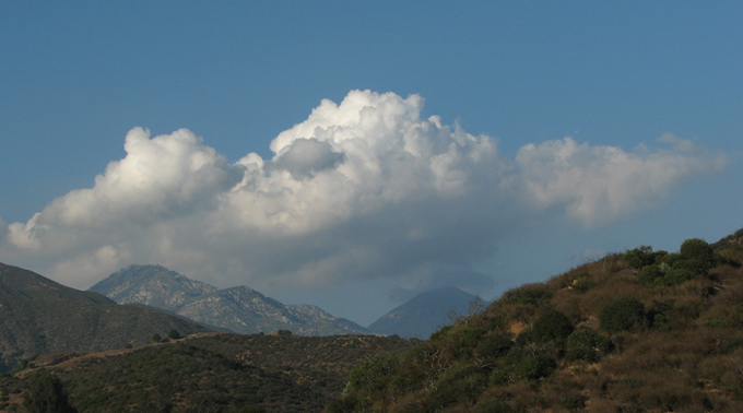 clouds accumulating over San Gabriels